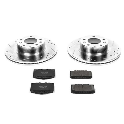 1993-1995 Mazda RX-7 Front Z23 Evolution Sport Brake Upgrade Kit - Heavy-Duty Drilled & Slotted Rotors with Carbon-Fiber Ceramic Pads - Premium Replacement