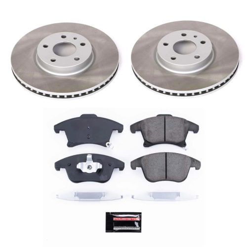 2013-2016 Ford Fusion Front Semi-Coated Rotor and Ceramic Brake Pad Assembly - Premium Replacement