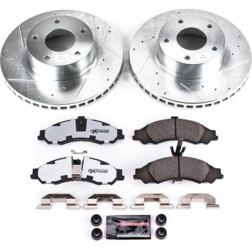 2004 Pontiac GTO Front Z26 Street Warrior Brake Upgrade Kit - Heavy-Duty Drilled & Slotted Rotors with Carbon-Fiber Ceramic Pads - Premium Replacement