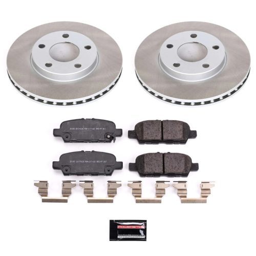 2010-2014 Nissan 370Z Rear Semi-Coated Rotor Brake Assembly with Ceramic Pads - Premium Replacement