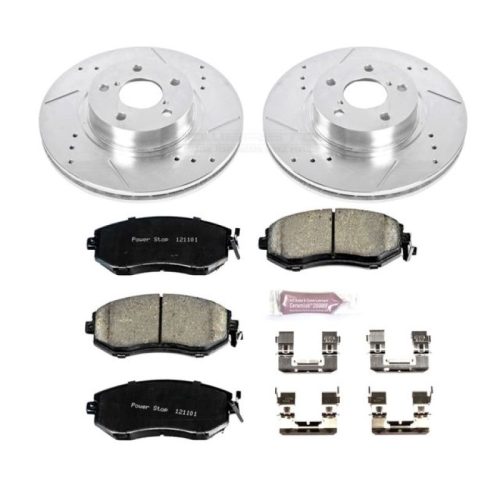 2011-2015 Subaru BRZ Front PowerStop Z23 Evolution Sport Brake Kit - Premium Heavy-Duty Drilled & Slotted Rotor and Carbon-Fiber Ceramic Brake Pad Upgrade