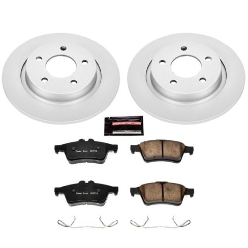 2004-2012 Mazda 3 Rear Z17 Evolution Geomet Coated Brake Rotor and Ceramic Pad Assembly - Premium Replacement