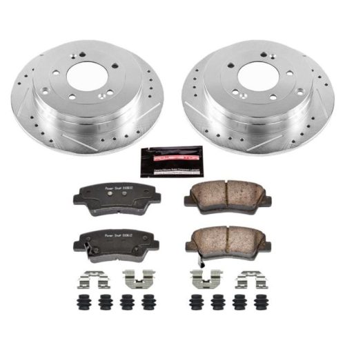 2007-2009 Kia Amanti Rear Z23 Evolution Sport Brake Rotors and Carbon-Fiber Ceramic Brake Pads - Premium Heavy-Duty Replacement