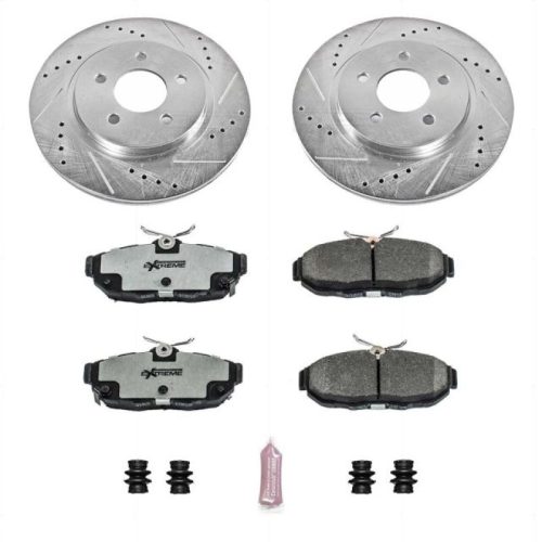 2011-2014 Ford Mustang Rear Z26 Street Warrior Brake Upgrade Kit with Drilled & Slotted Rotors and Carbon-Fiber Ceramic Pads - Premium Replacement