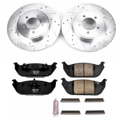 2003-2005 Lincoln Aviator Rear PowerStop Z23 Evolution Sport Brake Kit - Premium Heavy-Duty Drilled & Slotted Rotor and Carbon-Fiber Ceramic Brake Pad Upgrade