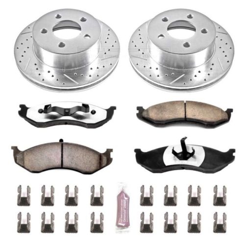 2000-2001 Jeep Cherokee Front Z36 Truck & Tow Brake Upgrade Kit - Heavy-Duty Drilled & Slotted Rotors with Carbon-Fiber Ceramic Brake Pads - Premium Replacement