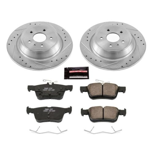 2013-2016 Ford Fusion & Lincoln MKZ/ MKC Rear Z23 Evolution Sport Brake Upgrade Kit - Heavy-Duty Drilled & Slotted Rotors with Carbon-Fiber Ceramic Pads - Premium Replacement