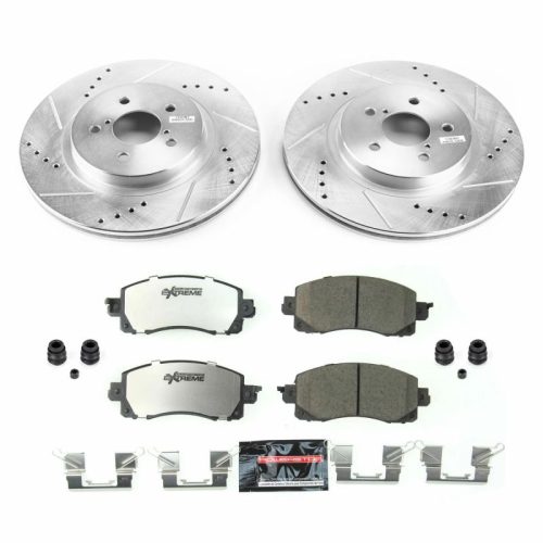 2017-2019 Subaru Impreza Front PowerStop Z26 Street Warrior Brake Upgrade Kit - Heavy-Duty Drilled & Slotted Rotors with Carbon-Fiber Ceramic Pads for Performance and Towing