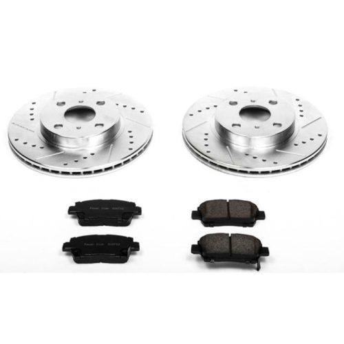 2000-2005 Toyota Echo & 2000-2004 Toyota MR2 Spyder Front Z23 Evolution Sport Brake Upgrade Kit - Heavy-Duty Drilled & Slotted Rotors with Carbon-Fiber Ceramic Pads, Premium Hardware - Reliable Replacement