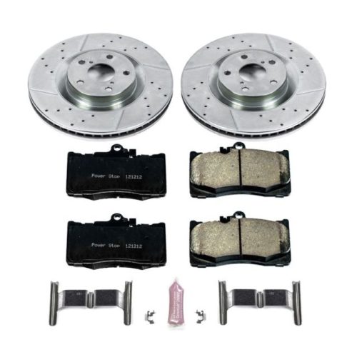 2013-2017 Lexus GS350 Front Z23 Evolution Sport Brake Kit - Heavy Duty Drilled and Slotted Rotors with Carbon-Fiber Ceramic Pads - Premium Replacement