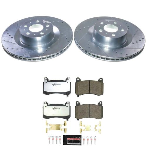 2020-2024 Tesla Y Front Z26 Street Warrior Brake Upgrade Kit - Heavy-Duty Drilled & Slotted Rotors with Carbon-Fiber Ceramic Pads - Premium Replacement
