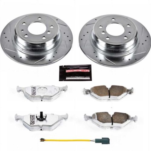 1989 BMW 525i Rear Z26 Street Warrior Brake Upgrade Kit - Performance Drilled & Slotted Rotors with Carbon-Fiber Ceramic Pads - Premium Replacement