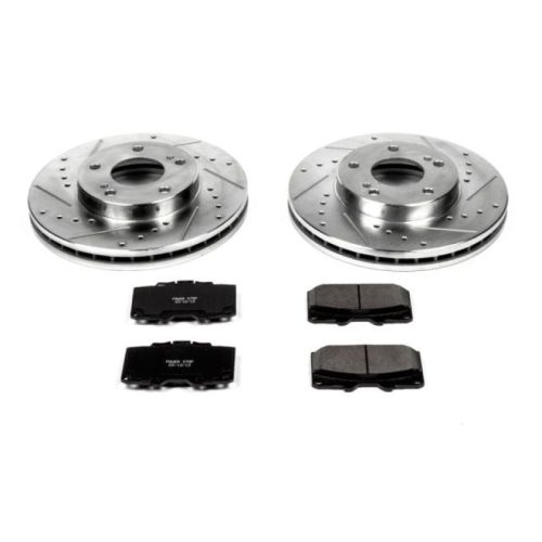 1990-1993 Nissan 300ZX Front Brake Rotor and Pad Assembly - Heavy-Duty Drilled & Slotted Performance Upgrade - Premium Replacement