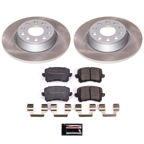 2009 Volkswagen Passat Rear Semi-Coated Rotor Brake Assembly with Ceramic Pads - Premium Replacement