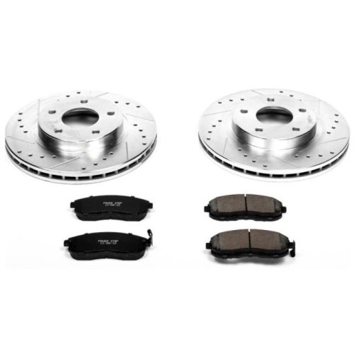 2000-2001 Infiniti I30 Front Brake Upgrade Kit with Drilled & Slotted Rotors and Carbon-Fiber Ceramic Pads - Premium Replacement
