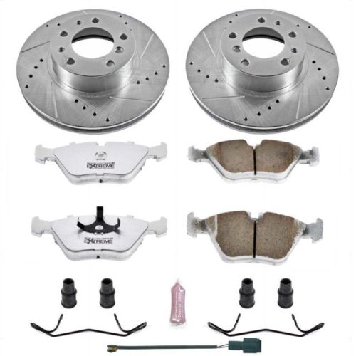 1990-1995 BMW 735i, 740i, 540i Front Z26 Street Warrior Brake Upgrade Kit - Heavy-Duty Drilled & Slotted Rotors with Carbon-Fiber Ceramic Pads - Premium Replacement