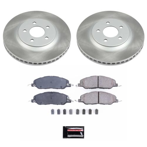 2011-2014 Ford Mustang Front Semi-Coated Rotor Brake Kit with Ceramic Low-Dust Pads - Premium Replacement