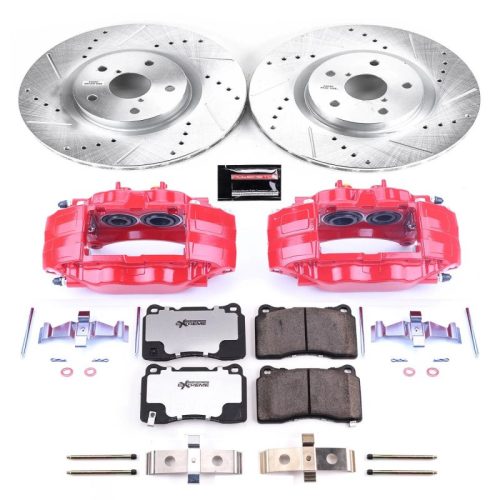 2005-2014 Subaru Impreza Front Z26 Street Warrior Brake Upgrade Kit with Drilled & Slotted Rotors and Powder Coated Calipers - Premium Replacement