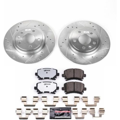 2005-2008 Audi A4 Rear Z26 Street Warrior Brake Upgrade Kit - Heavy-Duty Drilled & Slotted Rotors with Carbon-Fiber Ceramic Pads - Premium Replacement