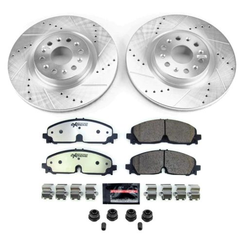 2021-2022 Cadillac XT5 & XT6 Heavy Duty Truck & Tow Brake Upgrade Kit - Premium Drilled & Slotted Rotor and Carbon-Fiber Ceramic Brake Pads