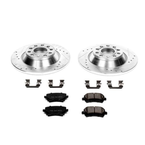 2005-2008 Audi A6 Quattro Rear Z23 Evolution Sport Brake Upgrade Kit - Heavy-Duty Drilled & Slotted Rotors with Carbon-Fiber Ceramic Pads and Hardware - Premium Replacement