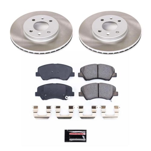 2013-2015 Hyundai Accent and 2014-2015 Kia Rio Front Semi-Coated Rotor Brake Assembly - Premium Replacement