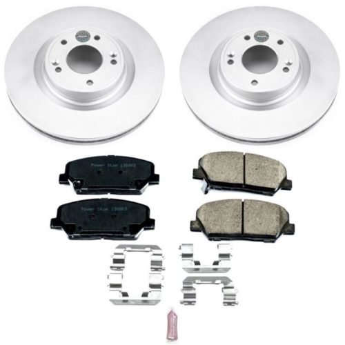 2011-2014 Hyundai Genesis Coupe Front Z17 Evolution Geomet Coated Brake Rotor and Ceramic Pad Assembly - Premium Replacement