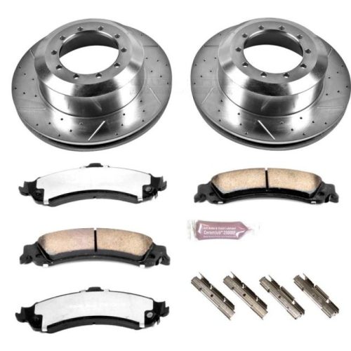 2005 GMC Sierra 1500 HD & Chevrolet Silverado 1500 HD Rear Z36 Truck & Tow Brake Upgrade Kit - Heavy Duty Drilled & Slotted Rotors with Carbon-Fiber Ceramic Pads - Premium Replacement