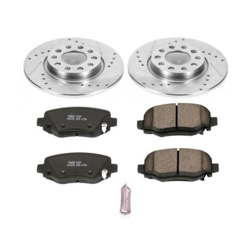 2014-2015 Jeep Cherokee & Chrysler 200 Rear PowerStop Z23 Evolution Sport Brake Upgrade Kit - Heavy-Duty Drilled & Slotted Rotors with Carbon-Fiber Ceramic Pads - Premium Replacement
