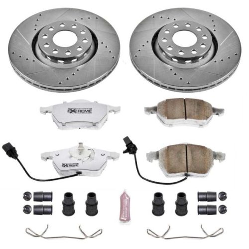 2002-2004 Audi A4 & A6 Front Z26 Street Warrior Brake Upgrade Kit - Heavy-Duty Drilled & Slotted Rotors with Carbon-Fiber Ceramic Pads - Premium Replacement