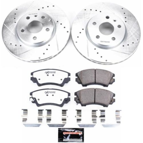 2010-2013 Chevrolet Camaro Front Z26 Street Warrior Brake Upgrade Kit - Heavy-Duty Drilled & Slotted Rotors with Carbon-Fiber Ceramic Pads - Premium Replacement