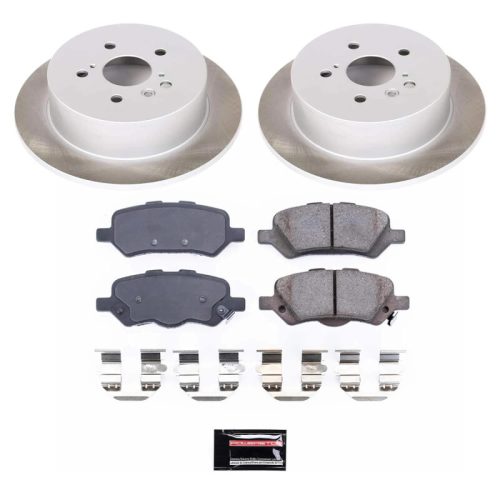 2009-2014 Toyota Venza Rear Semi-Coated Rotor Brake Assembly with Ceramic Pads - Premium Replacement