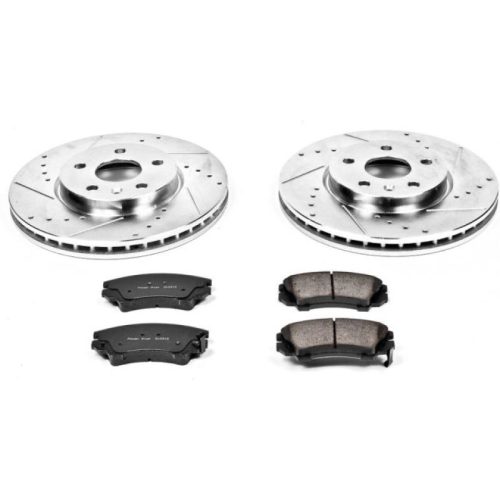 2010-2013 Chevrolet Camaro Front Z23 Evolution Sport Brake Kit - Premium Heavy-Duty Drilled & Slotted Rotor and Carbon-Fiber Ceramic Brake Pads Upgrade
