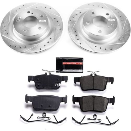 2017-2021 Honda Civic Rear Z23 Evolution Sport Brake Upgrade Kit - Premium Heavy-Duty Drilled & Slotted Rotor with Carbon-Fiber Ceramic Pads