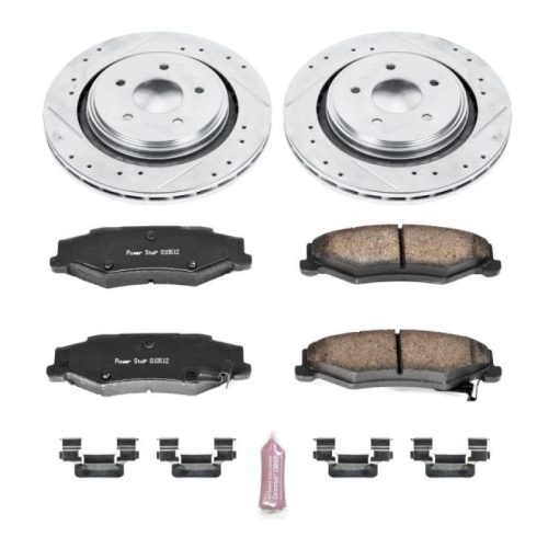 2005-2011 Chevrolet Corvette & Cadillac XLR Rear Z23 Evolution Sport Brake Upgrade Kit - Heavy Duty Performance Drilled & Slotted Rotors with Carbon-Fiber Ceramic Pads for Towing and Daily Driving - Premium Replacement
