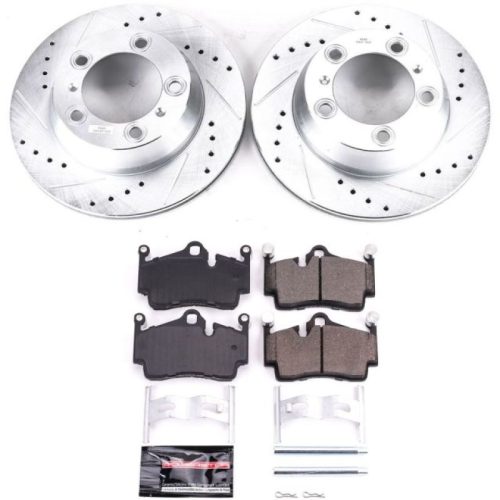 2013-2016 Porsche Boxster & Cayman Rear Z23 Evolution Sport Brake Performance Upgrade Kit - Heavy Duty Drilled & Slotted Rotors with Carbon-Fiber Ceramic Pads