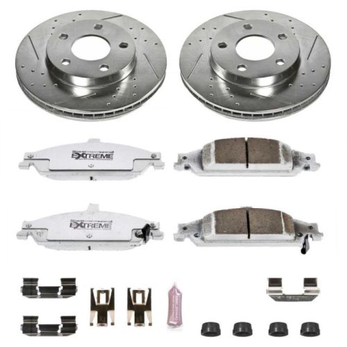1997-2001 Oldsmobile Alero Front Brake Upgrade Kit with Drilled and Slotted Rotors and Carbon-Fiber Ceramic Pads - Premium Replacement