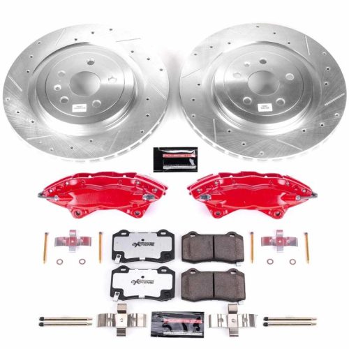 2010-2015 Chevrolet Camaro Rear Z26 Street Warrior Brake Upgrade Kit with Drilled & Slotted Rotors, Carbon-Fiber Ceramic Pads, Powder Coated Calipers - Premium Replacement