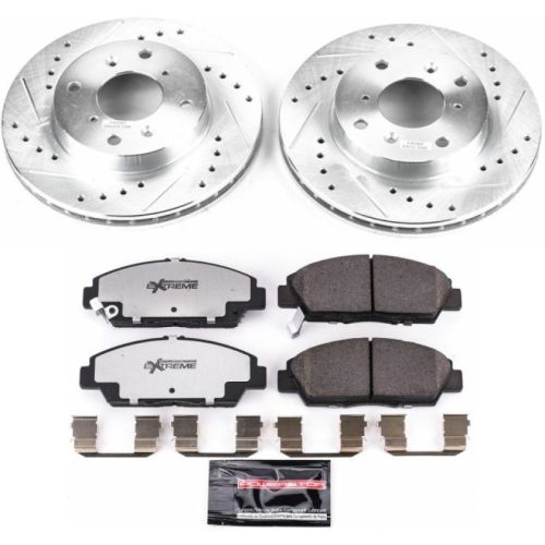 1992-1996 Honda Prelude Front Z26 Street Warrior Brake Upgrade Kit - Heavy-Duty Drilled & Slotted Rotors with Carbon-Fiber Ceramic Pads - Premium Replacement