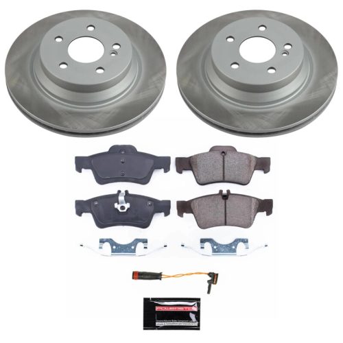 2010-2014 Mercedes-Benz E350 Rear Semi-Coated Rotor and Ceramic Brake Pad Assembly - Premium Replacement