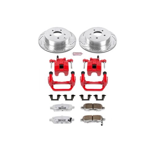 2003-2006 Nissan Murano Rear Z26 Street Warrior Brake Upgrade Kit with Drilled & Slotted Rotors, Carbon-Fiber Ceramic Pads, Powder Coated Calipers - Premium Replacement