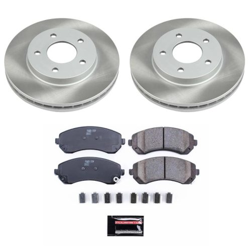 2002-2007 Buick Rendezvous Front Semi-Coated Rotor and Low-Dust Ceramic Brake Pads - Premium Replacement