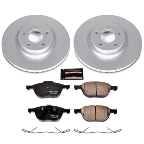 2004-2013 Volvo S40, V50, C30 Heavy-Duty Front Z23 Evolution Sport Coated Brake Rotor and Carbon-Fiber Ceramic Pad Assembly - Premium Replacement