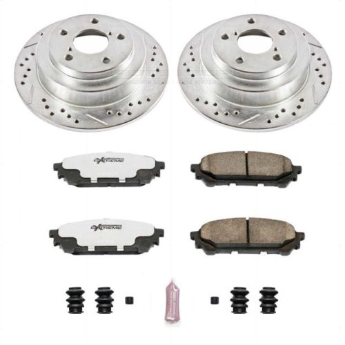 2004-2007 Subaru Impreza Rear PowerStop Z26 Street Warrior Brake Upgrade Kit - Heavy-Duty Drilled & Slotted Rotors with Carbon-Fiber Ceramic Pads - Premium Replacement
