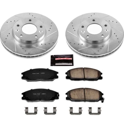 2004-2005 Kia Sedona Front PowerStop Z23 Evolution Sport Brake Upgrade Kit - Drilled & Slotted Rotors with Carbon-Fiber Ceramic Pads - Premium Replacement