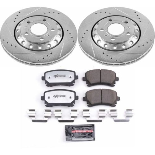 2003-2006 Audi A8 Quattro & 2004-2006 Volkswagen Phaeton Rear Z26 Street Warrior Brake Upgrade Kit - Premium Heavy-Duty Performance with Drilled & Slotted Rotors and Carbon-Fiber Ceramic Pads