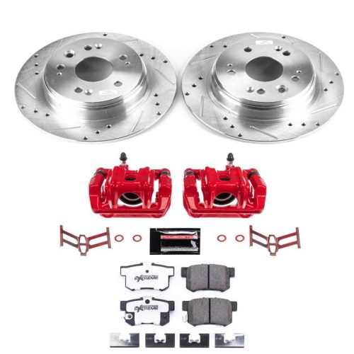 2002-2004 Honda CR-V Rear Z26 Street Warrior Brake Upgrade Kit with Drilled & Slotted Rotors and Powder Coated Calipers - Premium Replacement