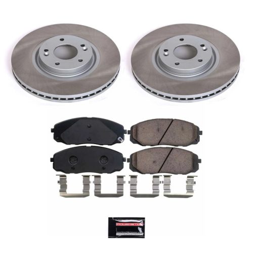 2015-2016 Kia Sedona Front Semi-Coated Rotor Brake Assembly with Ceramic Pads - Premium Replacement