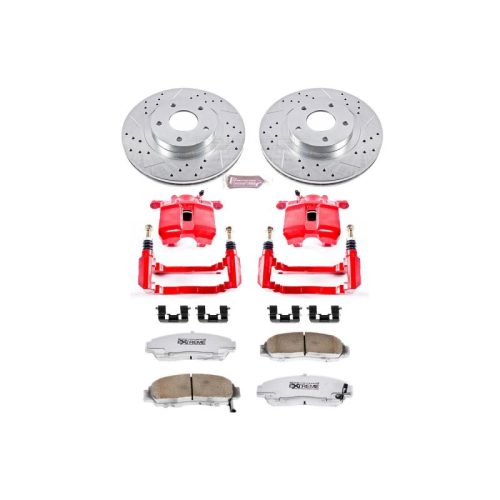 1999-2004 Acura RL Front Z26 Street Warrior Brake Upgrade Kit with Drilled & Slotted Rotors and Powder Coated Calipers - Heavy-Duty Performance