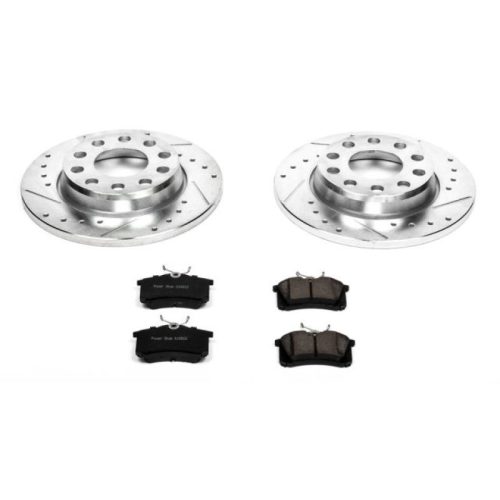 2002-2006 Audi A4 Quattro Rear Z23 Evolution Sport Brake Upgrade Kit with Drilled & Slotted Rotors - Premium Replacement